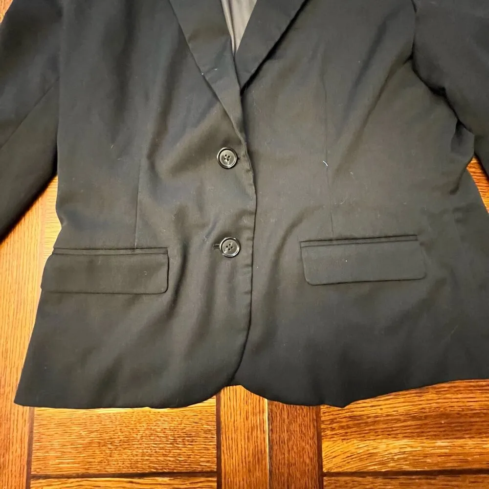 Merona  Black Button Up Blazer Striped Cuffs Size 14 - Image 13