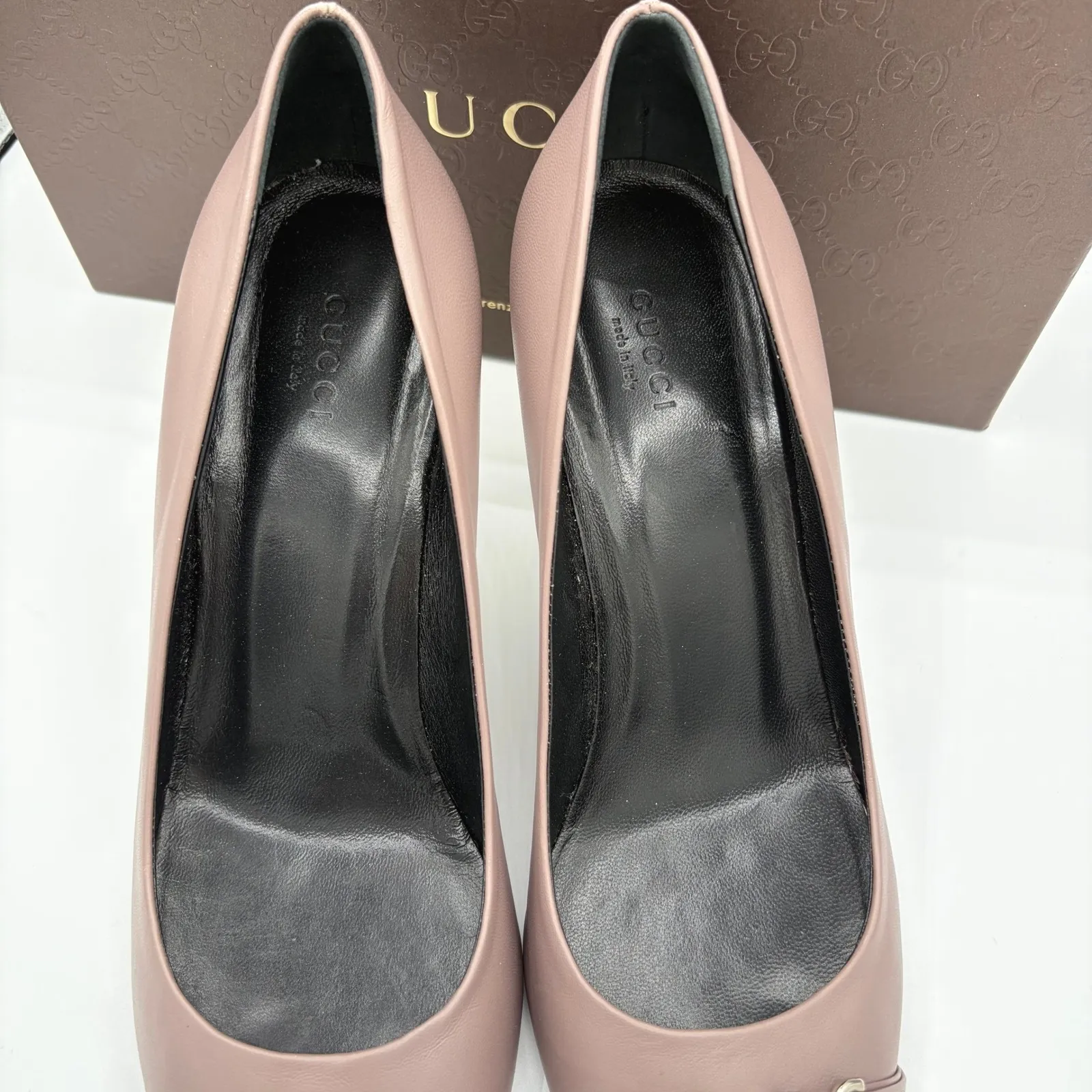 Gucci Leather Pointed Toe Heels Horsebit AUTH COA Mauve Pink Women 40 9.5 - Image 8