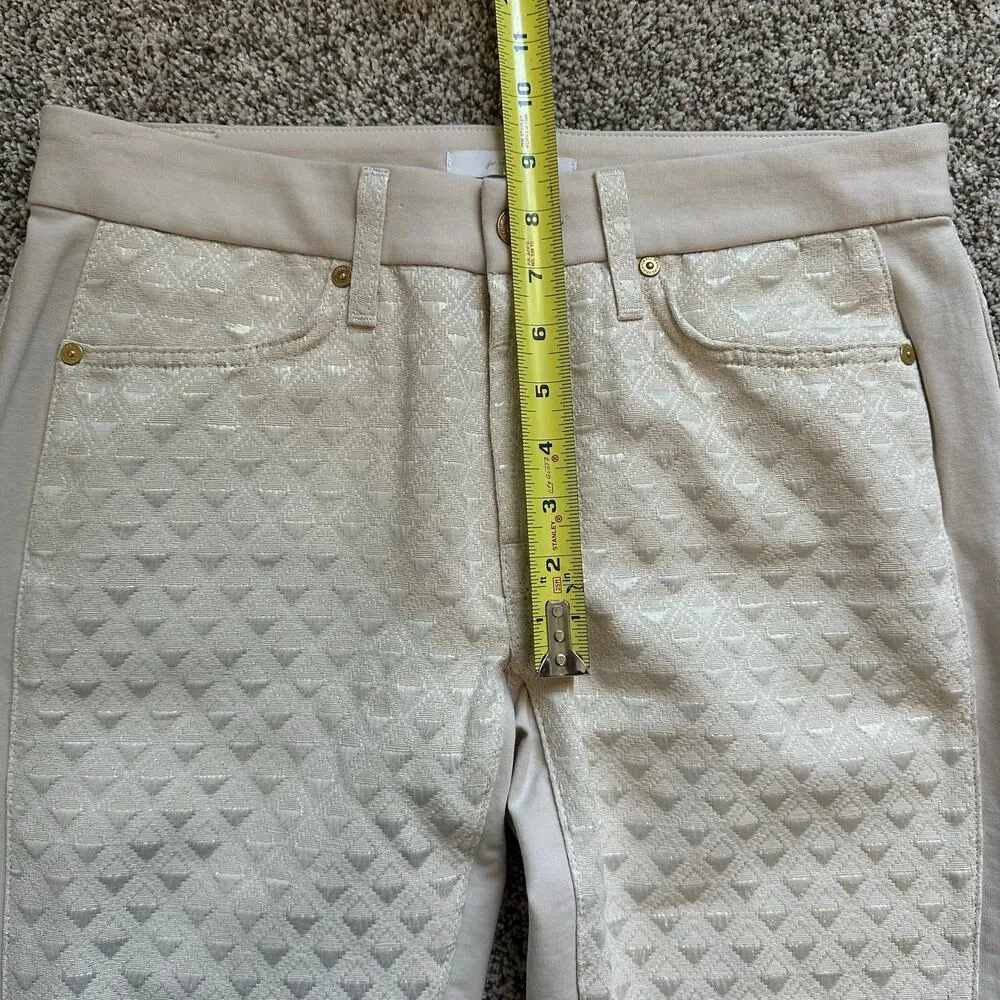 7 For All Mankind cream & gold metallic skinny pants size 31 - Image 11