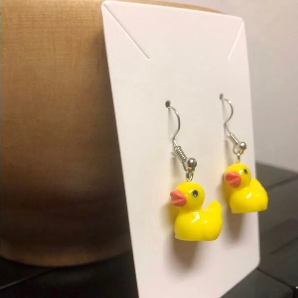 Yellow Duck Dangle Earrings - Image 2
