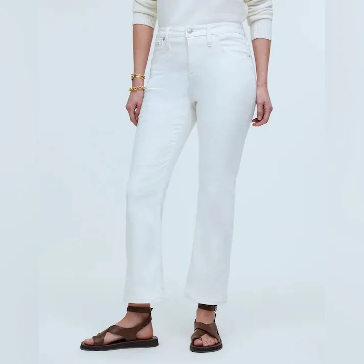 Madewell Curvy Kick Out Crop Jean Flare Denim‎ Pure White NWT Size 31 - Image 13