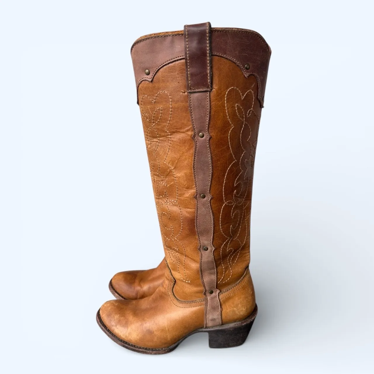 Corral Vintage 1971 Tall Western Boots Brown Leather Cowboy Boho Women’s 6.5 - Image 11