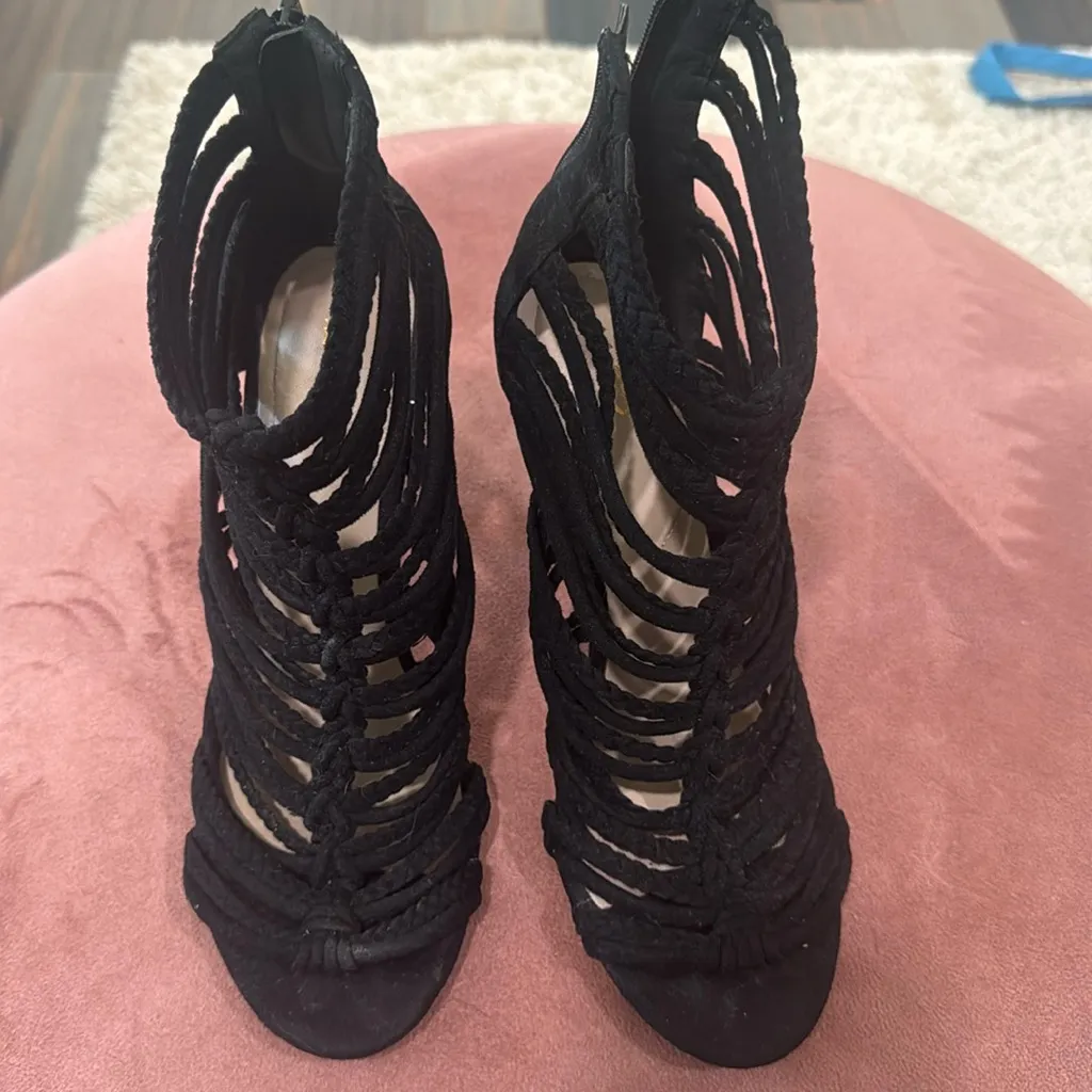 Aldo Elegant Black Braided High Heel Sandals - Image 3