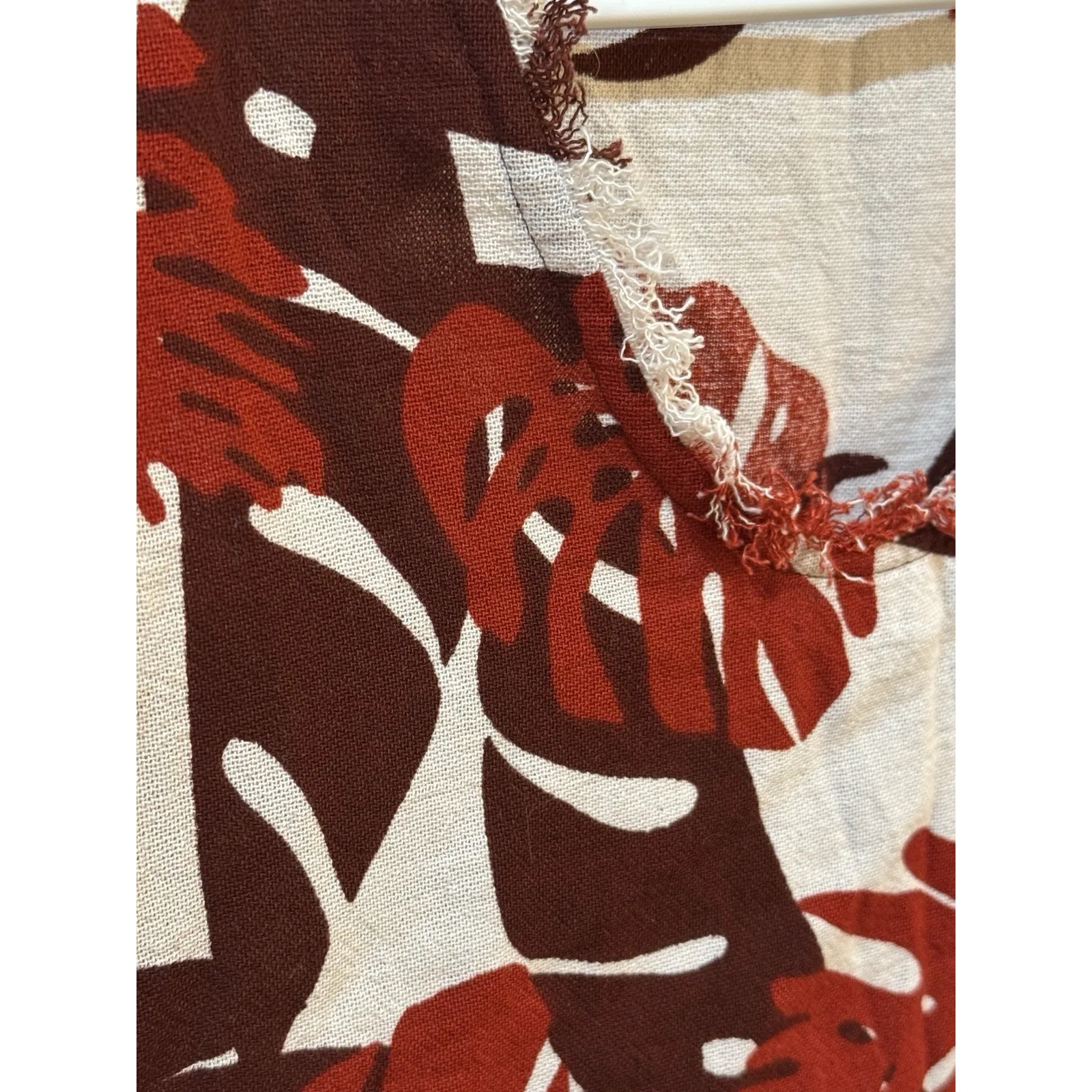 Mikoh Tropical Top Red Fringe 100% Cotton Linen Feel Size 2 US‎ Medium Resort - Image 3