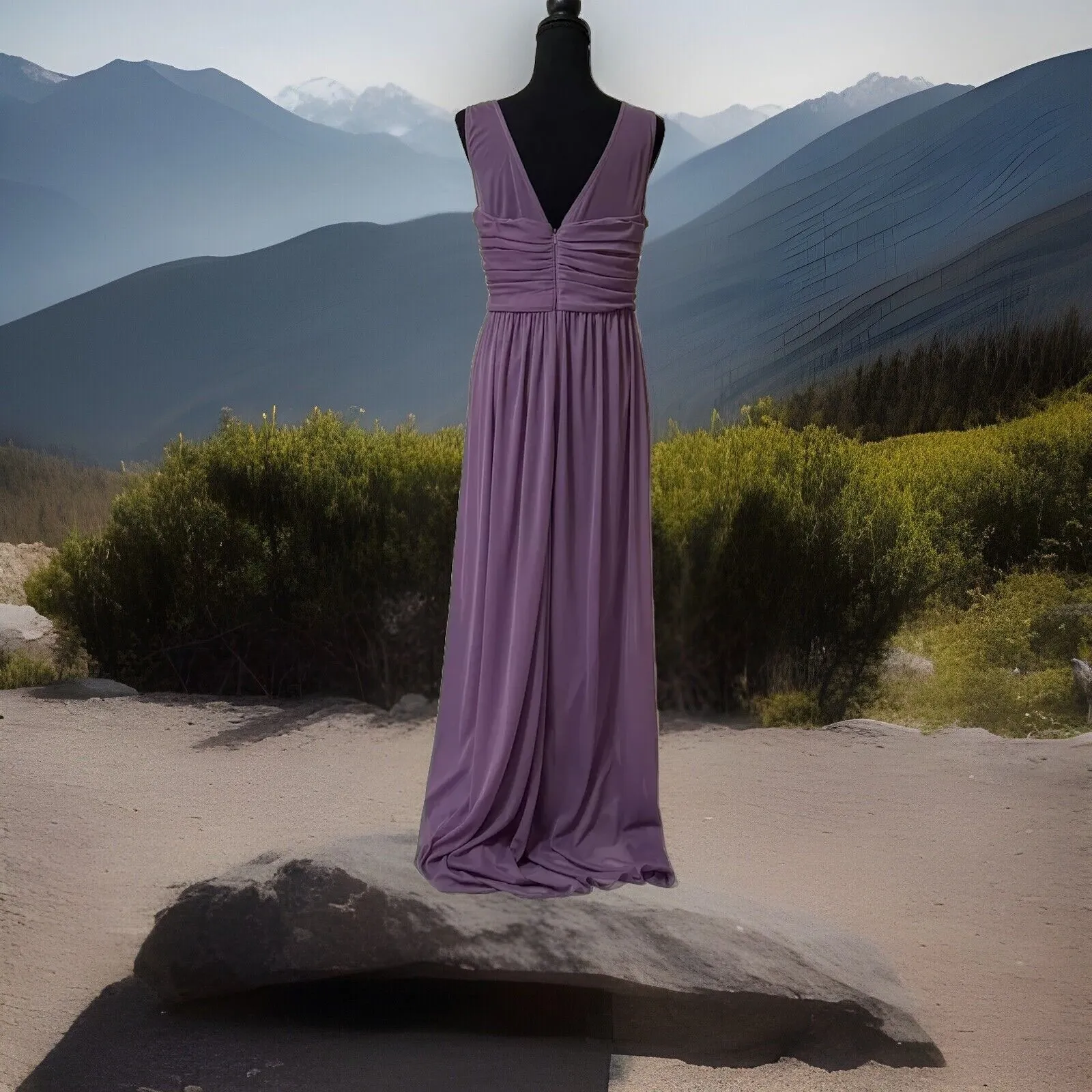 David's Bridal Women Dress Purple Maxi Gorgeous Preppy Lace Sleeveless - Size 18 - Image 2
