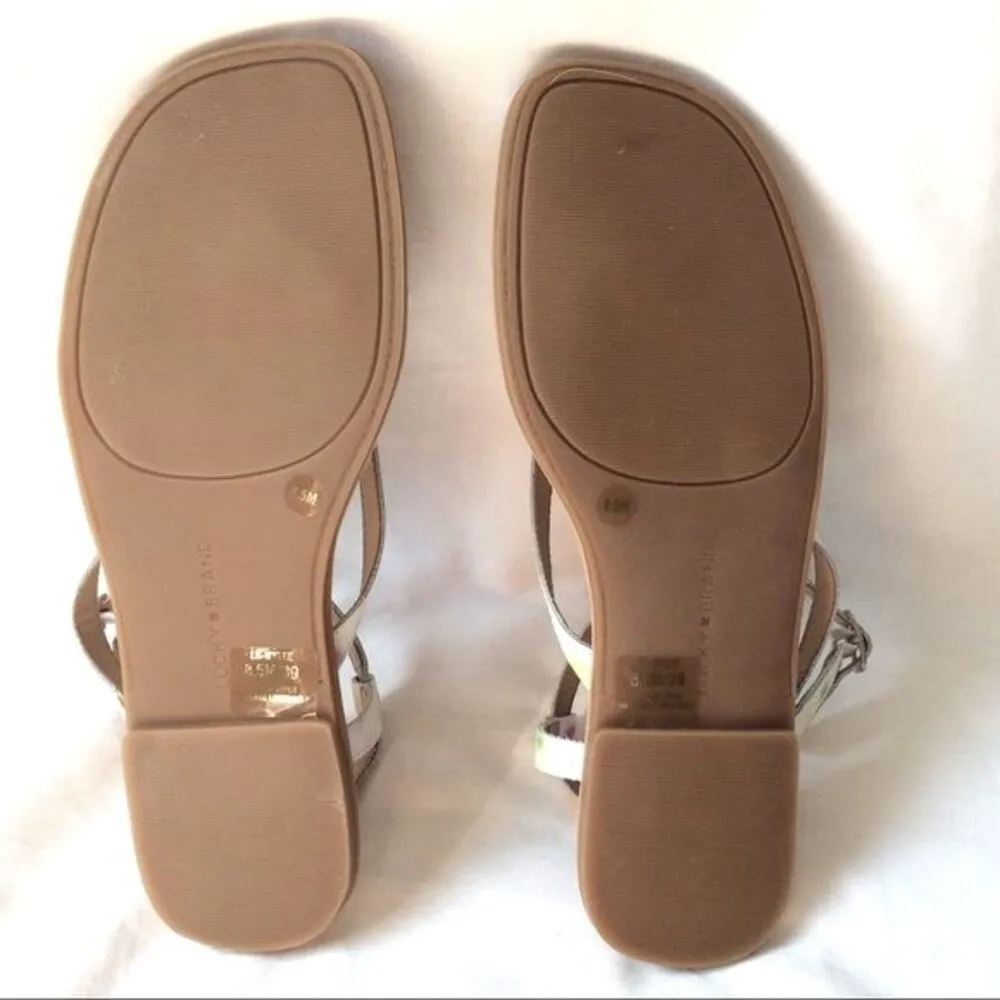 Lucky Brand Strappy Flat Sandal Bylee White Floral Slingback Sz 8.5 - Image 4