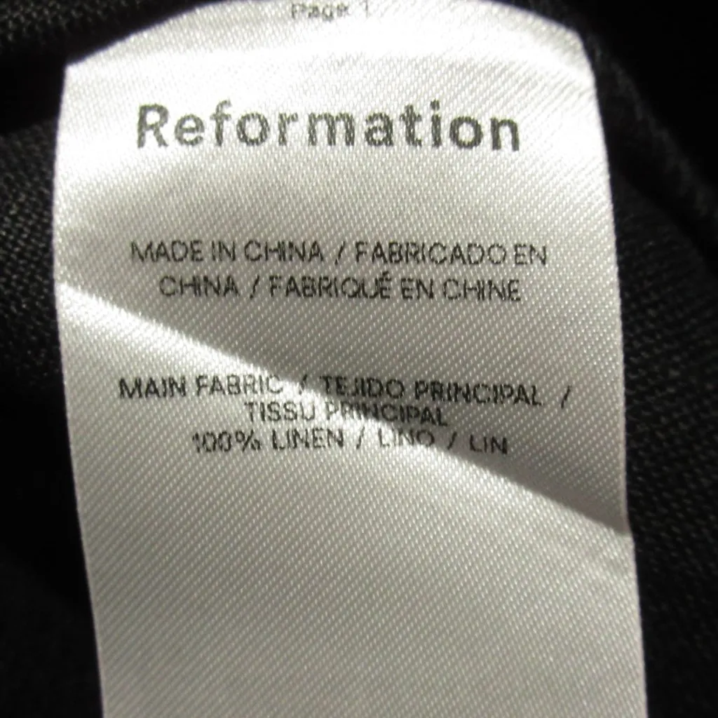 NWT Reformation Evianna in Black Linen Lace Trim Tie Back Mini Dress 10 $248 - Image 9