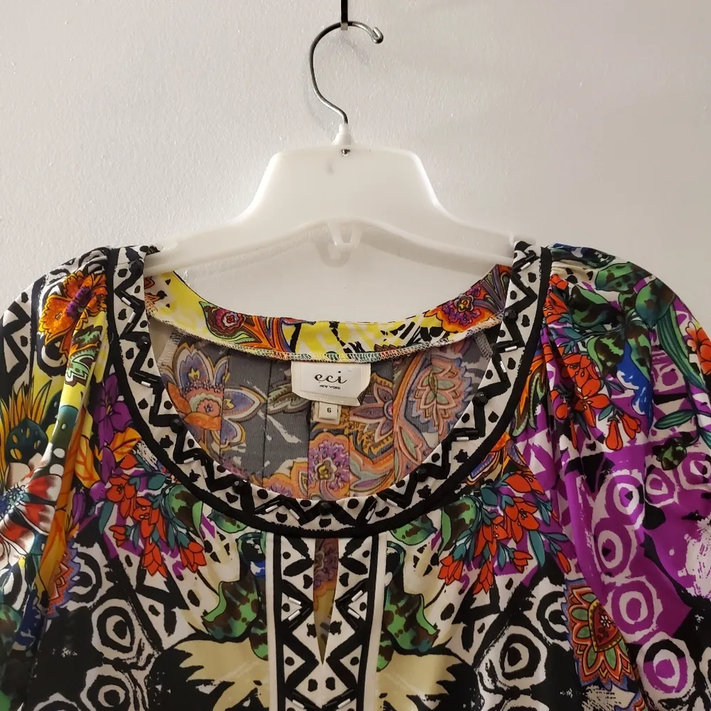 🔥SALE🔥Eci Multicolor Floral Pattern Aztec Print Dress - Image 6