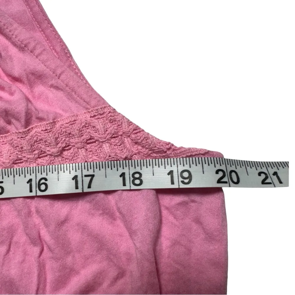 Pink Sleeveless Lace Stripe Tier Tank Top Size Medium - Image 4