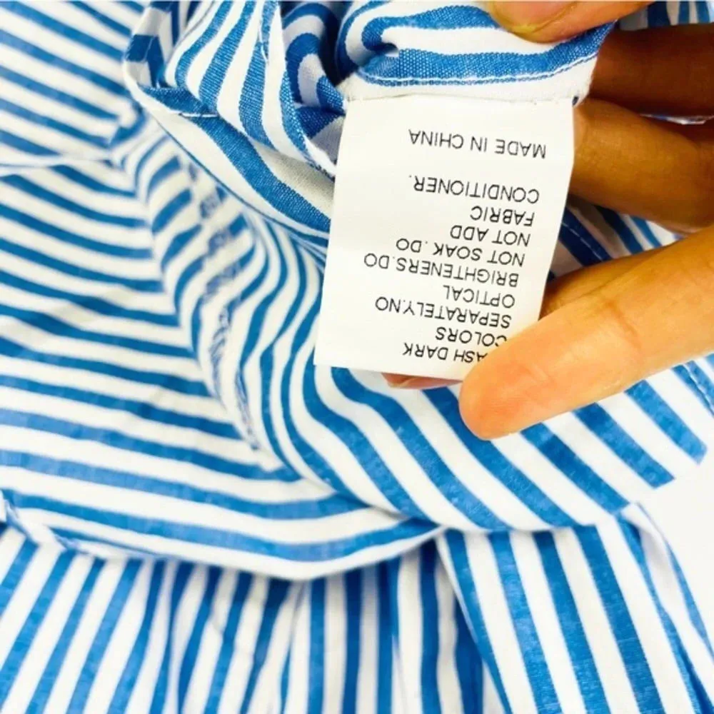 Wrap Front‎ Striped Ruffle Dress with Tie Closure Small - Image 10