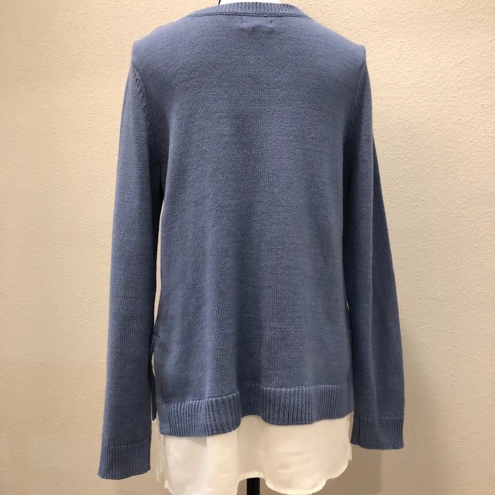 Croft & Barrow Sweater Knit Layered with Chiffon Hem Size Medium NEW - Image 3