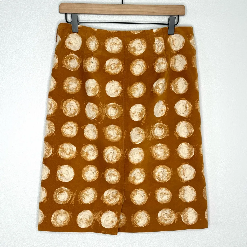 MAEVE Anthropologie Corded Dots Pencil Skirt Copper/Gold Velvet Circles Sz 4 - Image 4
