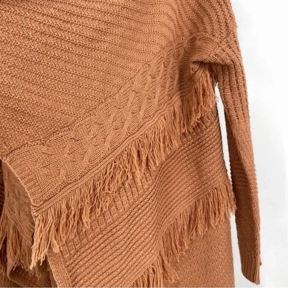 Kori America Rust Longline Boho Fringed Open Cardigan Size Small/Medium - Image 4