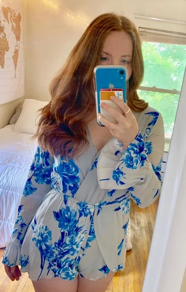 Blue/Grey Floral Romper - Image 2