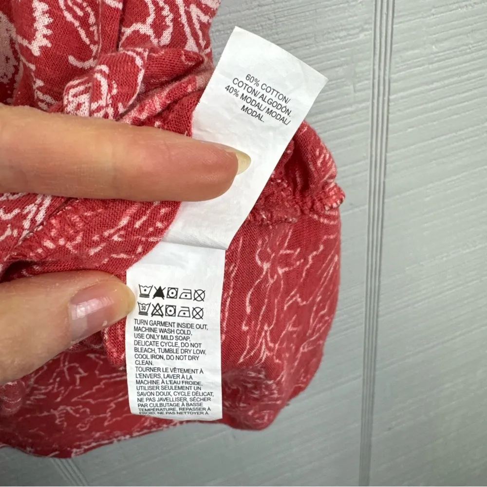 Lucky Brand Floral Printed Short Sleeve T-shirt Top Twist Knot Waist Size L - Image 5