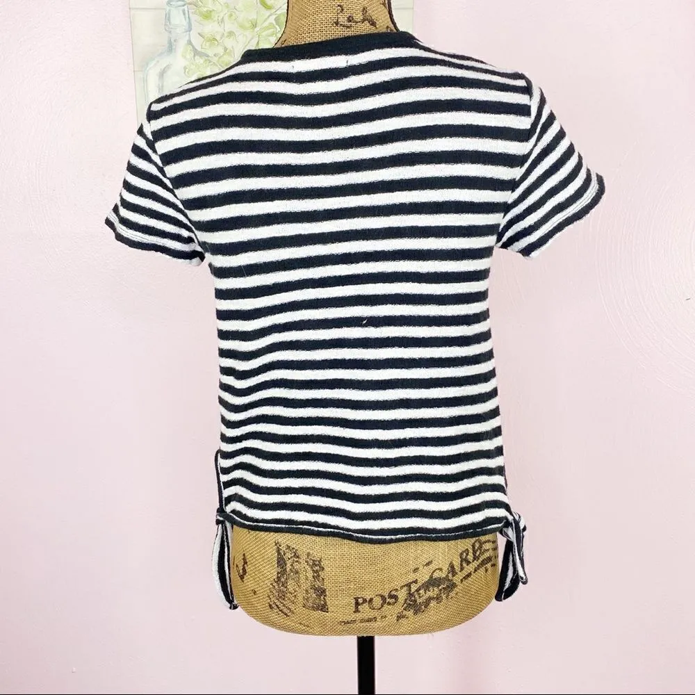 Madewell Modern Stripe Side Tie Terrycloth Short Sleeve T-shirt Black & White XS - Image 7