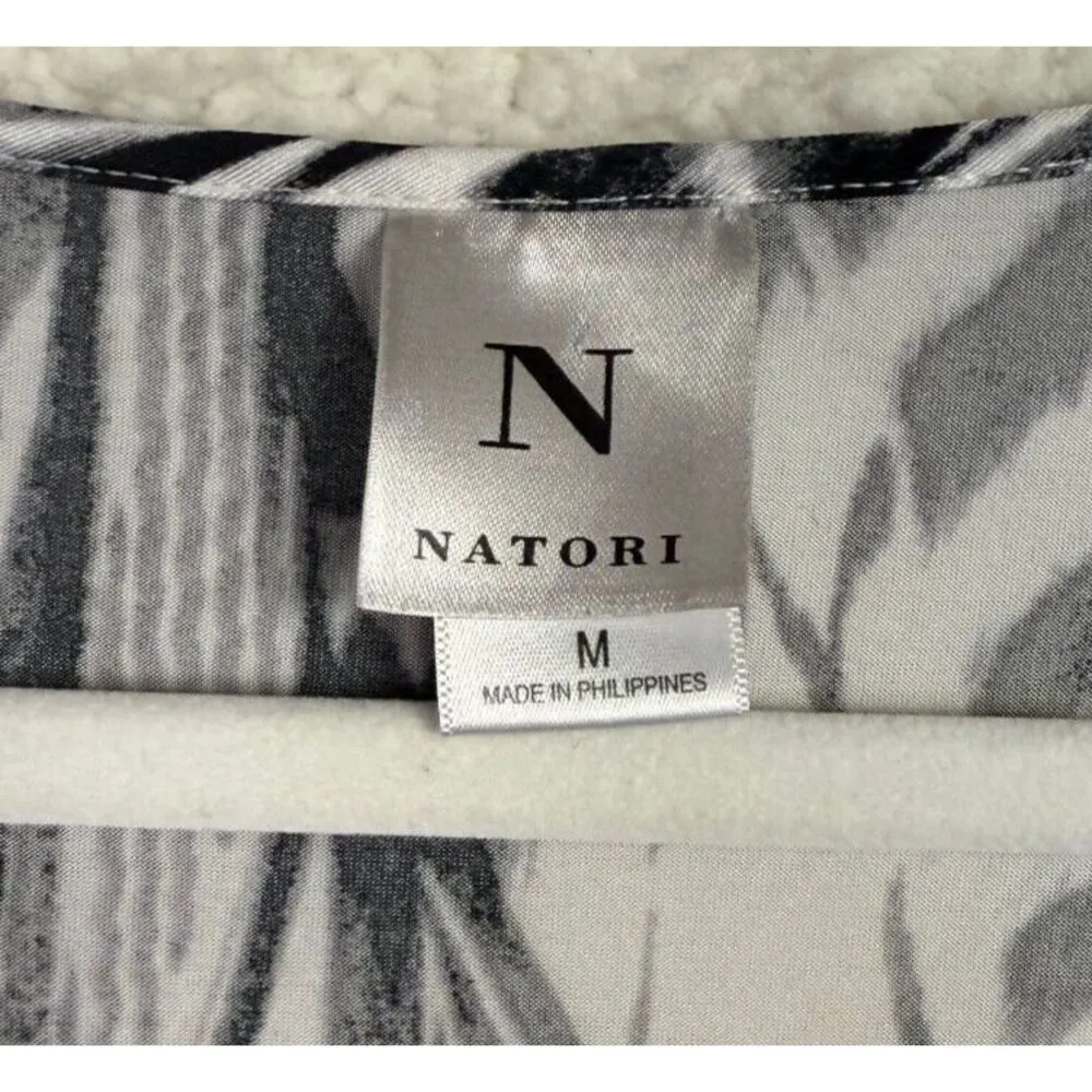 Natori Komono Black and White‎ Midi Dress Slip On Size Medium - Image 4