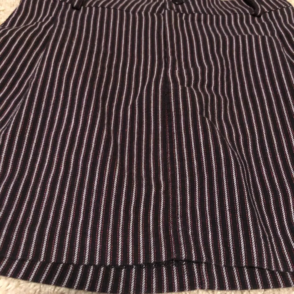 Black, red, and white striped mini skirt worn and washed once - Image 2