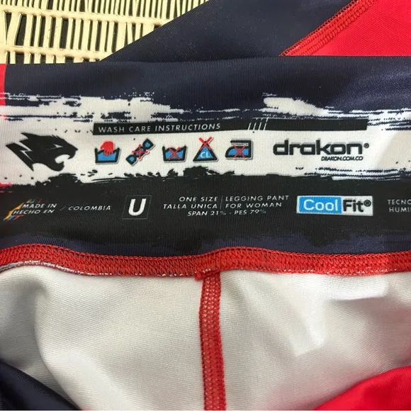 Drakon Cool Fit Red/Navy Leggings‎ Pink Size M - Image 4
