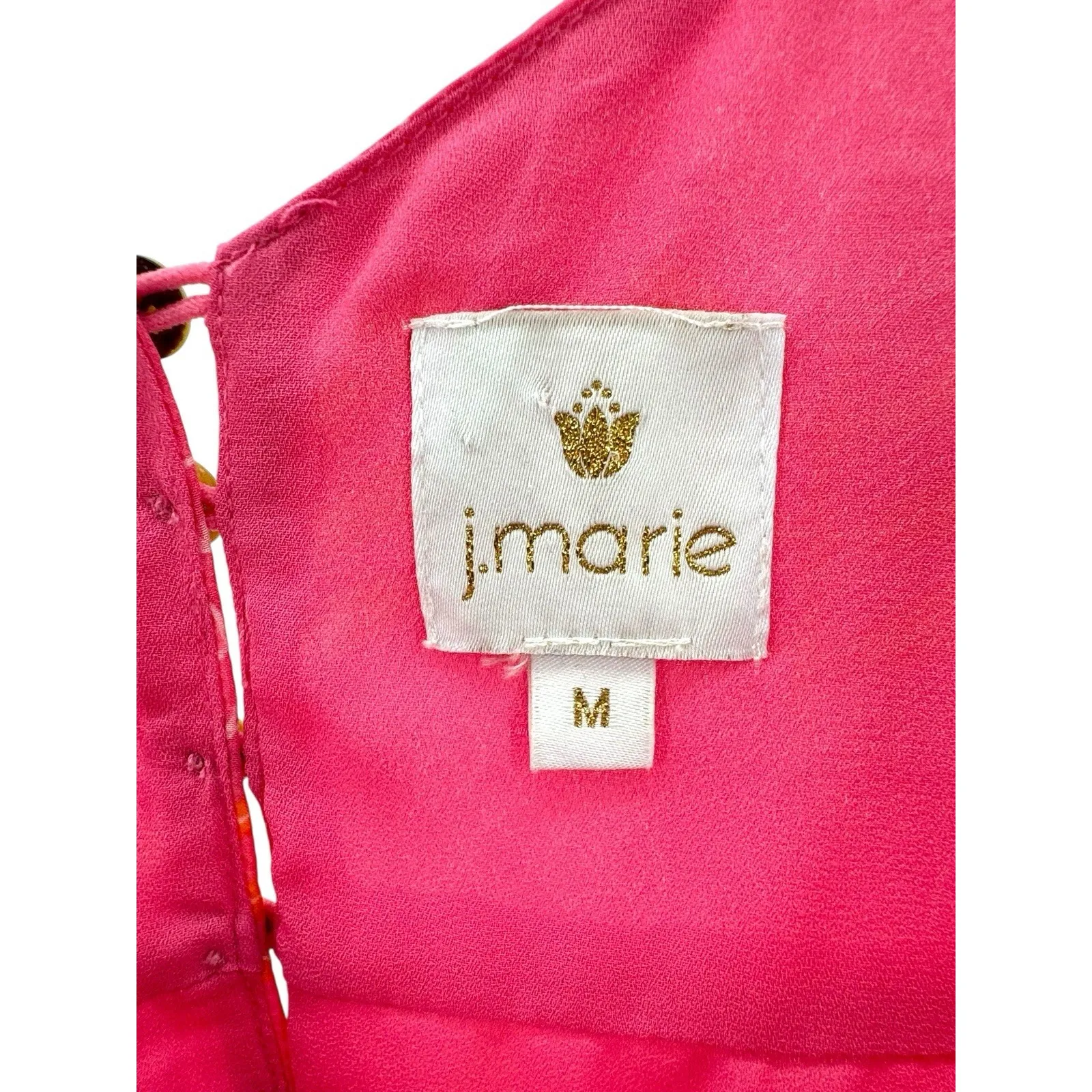 J. Marie Maeve Pink Tulip Flower Print Tiered Midi Dress Women's M NWOT Vacation Size M - Image 8