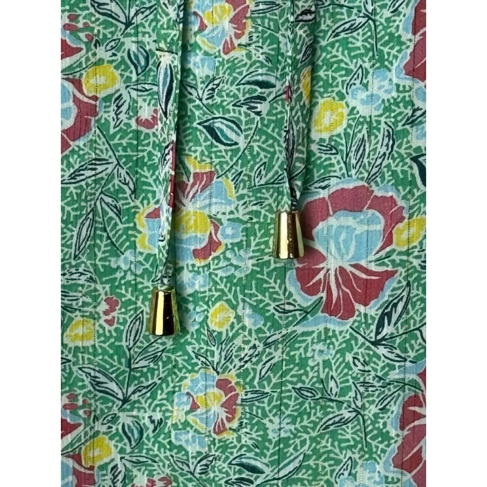 Jade Shirt Women Large Green‎ Floral Ruffle Bell Sleeve Peasant Top Boho Cottage Green - Image 8