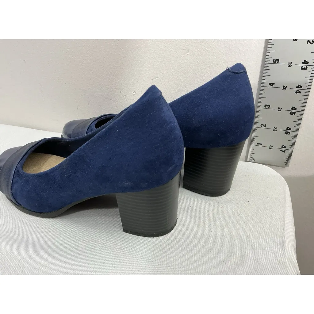 Womans Mia Amore With Memory Foam Slip On Pumps 8.5 W Blue Block Heel - Image 4