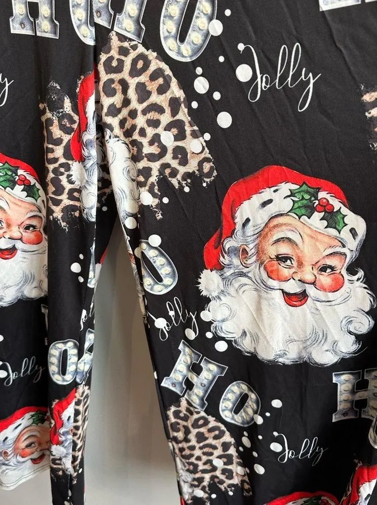 Christmas holiday Santa and leopards print HoHo Overalls size XXL Black - Image 4