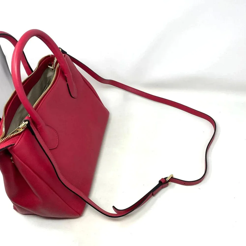 Mario Valentino Ally Leather Embossed Satchel Crossbody Bag‎ Lipstick Red - Image 11