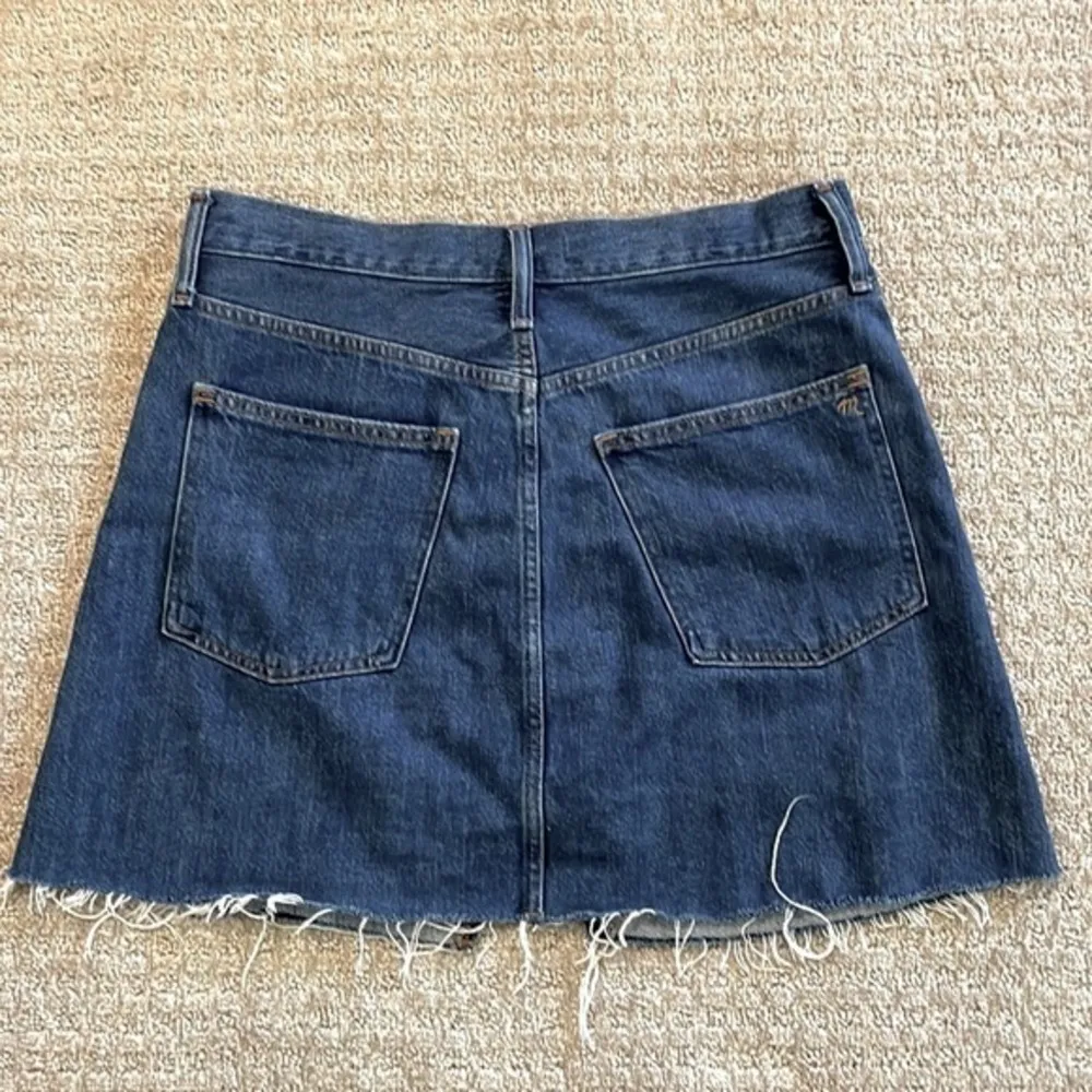 Madewell Rigid Denim A-Line Raw Hem Denim Mini Skirt - Image 2