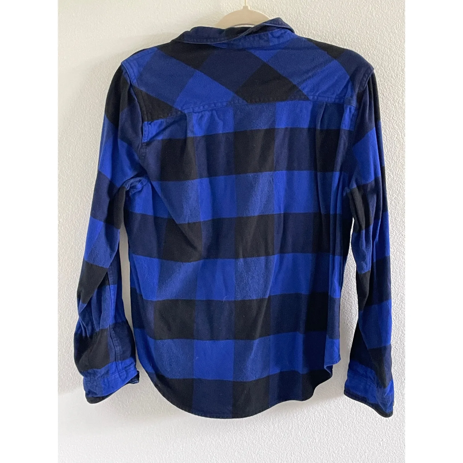 J. Crew Blue Black Plaid Flannel Top - Image 5