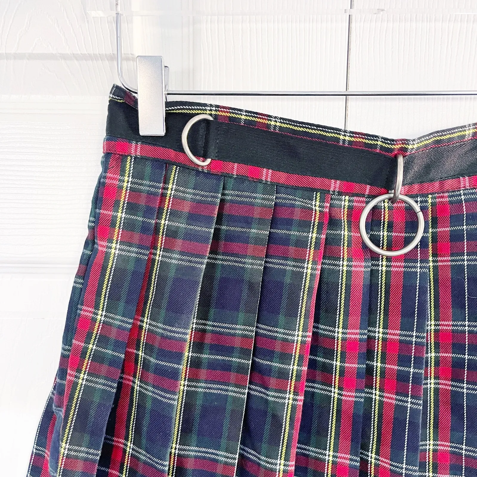 Current Mood Dolls Kill Crimson Dress Code Plaid Mini Skirt Red Size M - Image 2