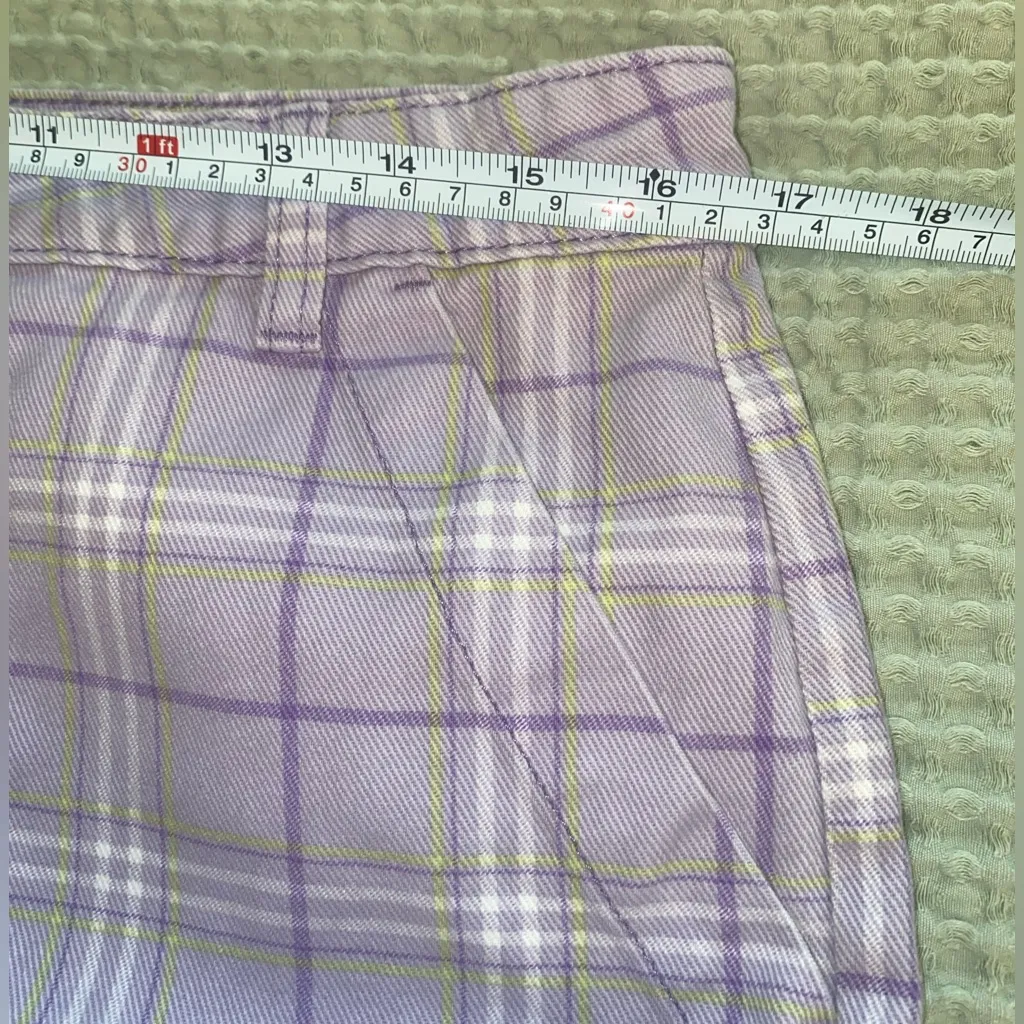 H&M Divided Purple Plaid Cargo Cotton Pants, Size 8 : Straight/wide legs - Image 6