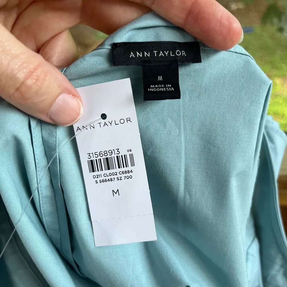 Ann Taylor Ruffle Strap Tie Back Tank Top Light Blue Size M. NEW - Image 8