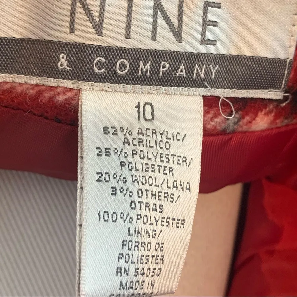 Vintage Nine and Company red plaid wool  skirt - Image 6