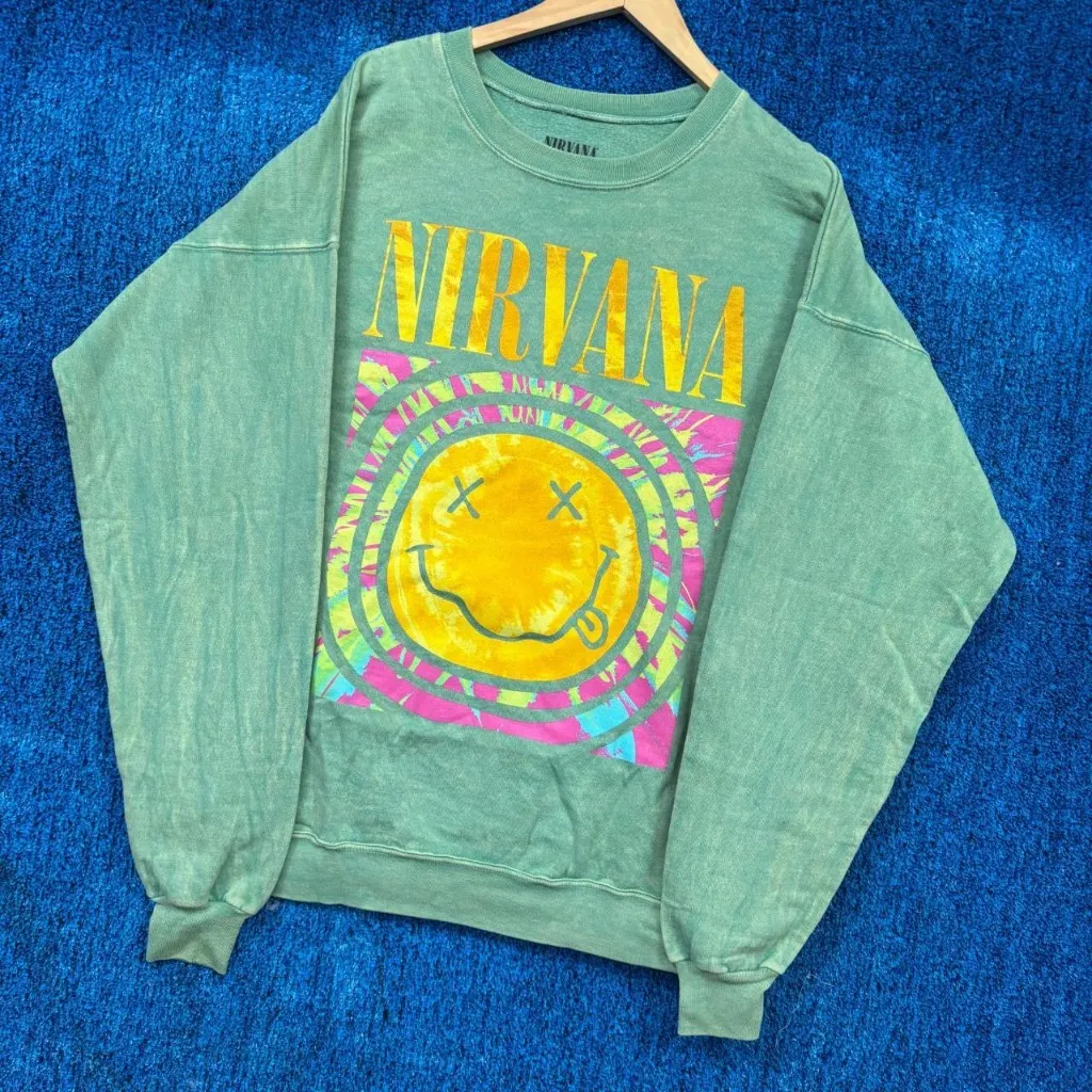 Nirvana Nevermind Grunge Band Mineral Wash Crewneck Sweater Size Extra Large - Image 3