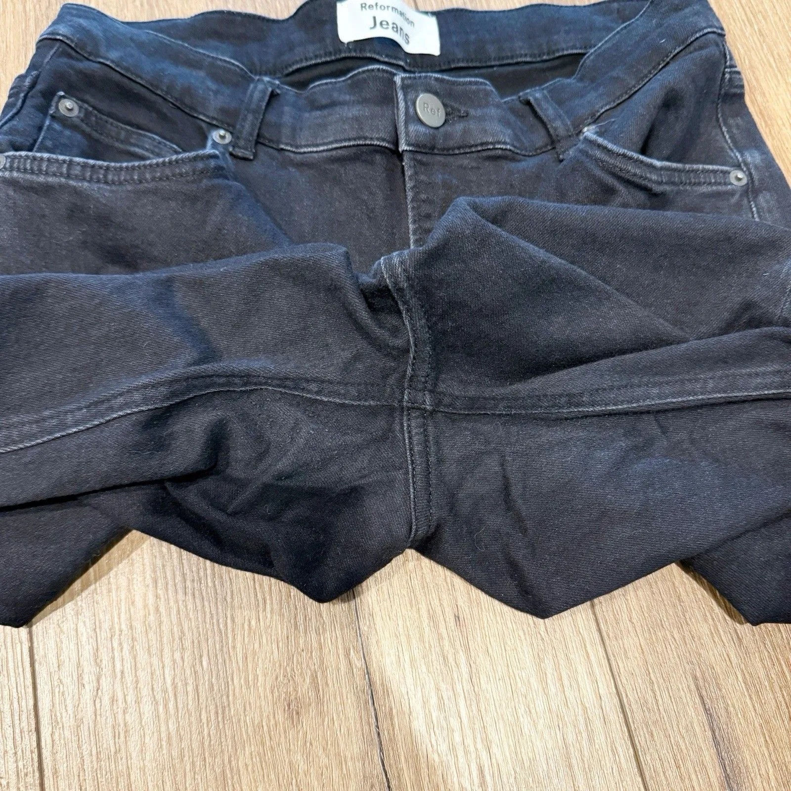 Reformation Womens Black Skinny Jeans Size 30 Organic Cotton Stretch Distressed - Image 9