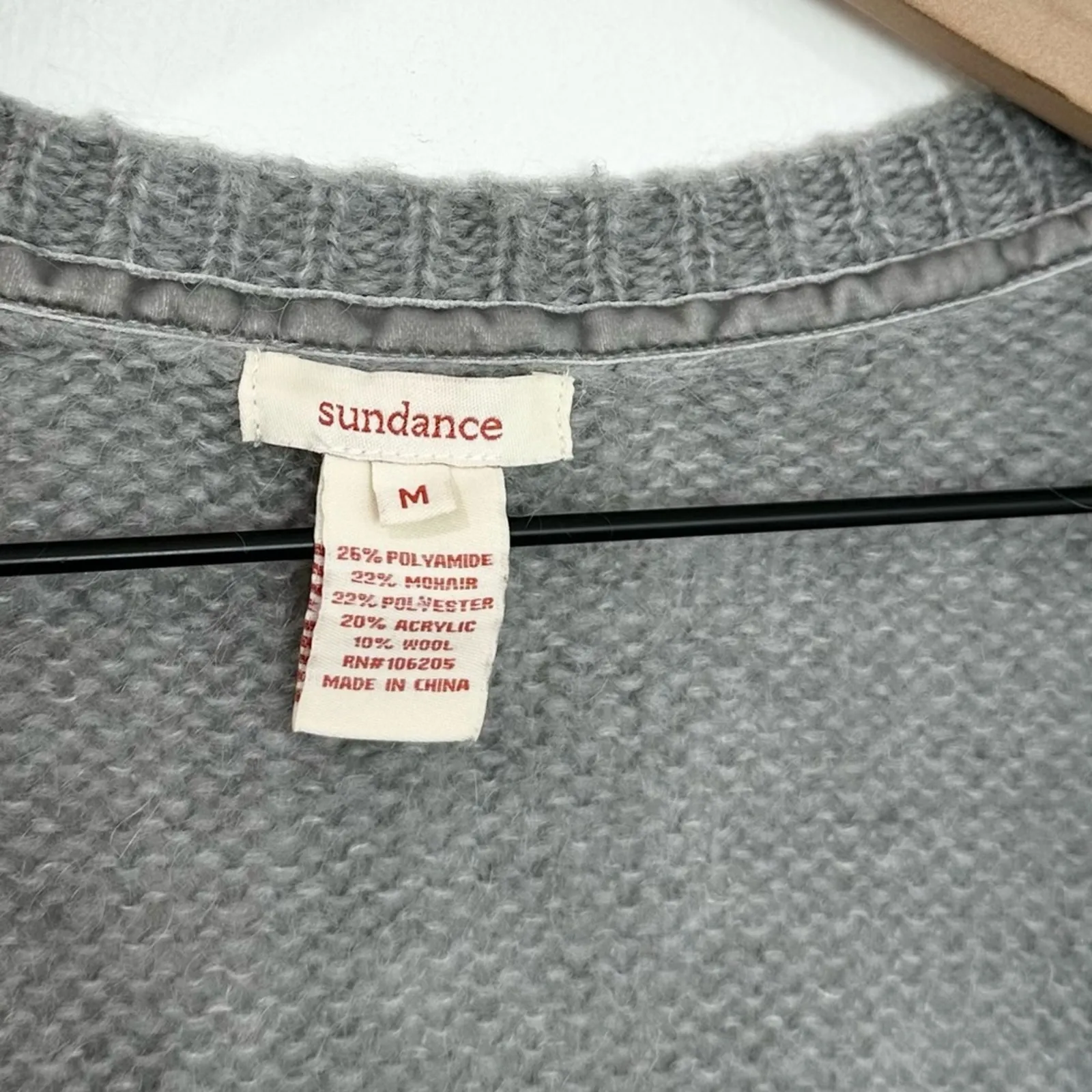 Sundance Cardigan Gray Wool Mohair Blend Open Front Chunky Knit Medium - Image 5
