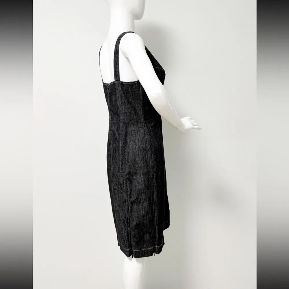 Randolph Duke The Look Black Denim Zip Pleated Corset Dress / Size 14 Western Gray - Image 5