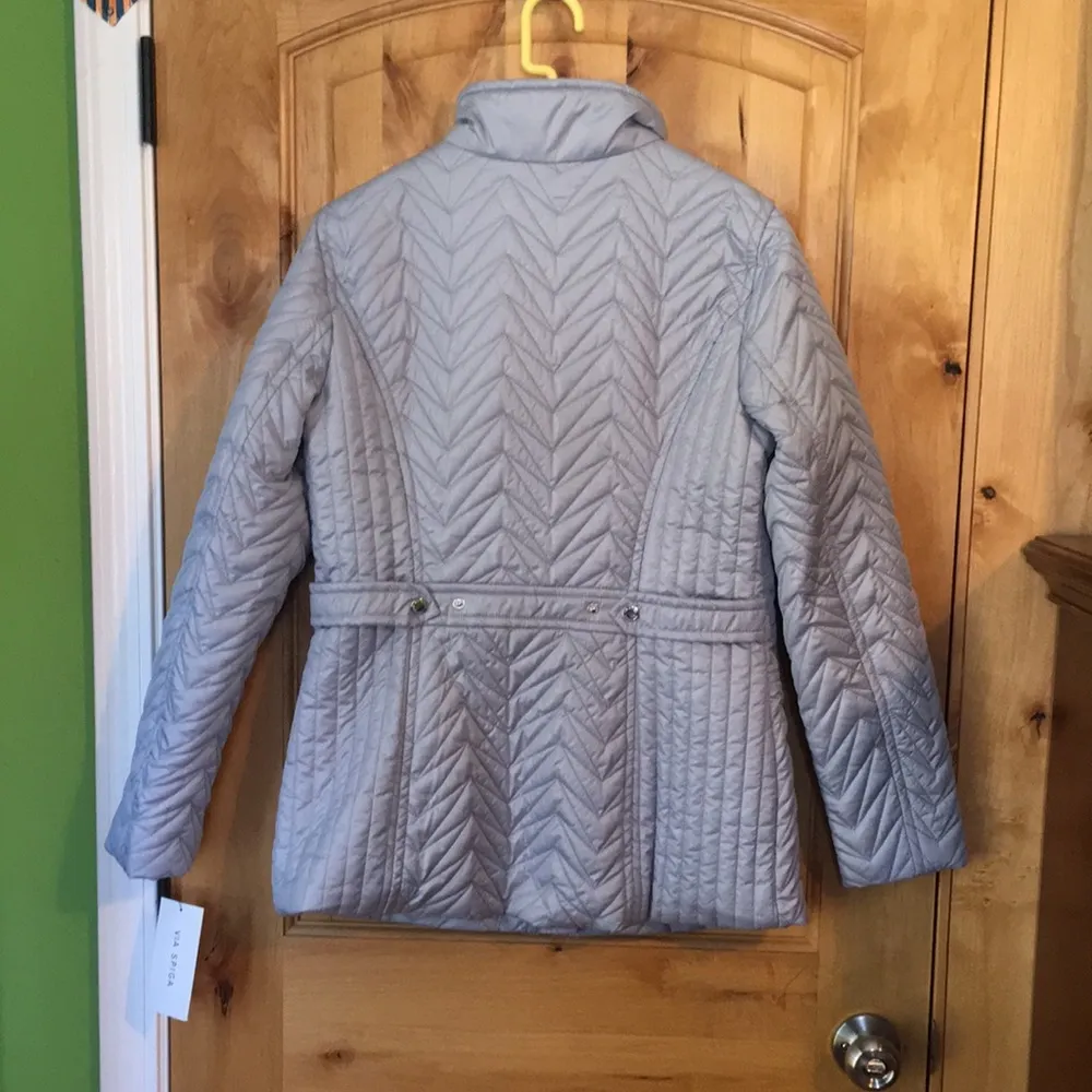 VIA SPIGA Moonstone Quilted Jacket Funnel Neck Puffer Coat 62242V $180 NWT M - Image 4