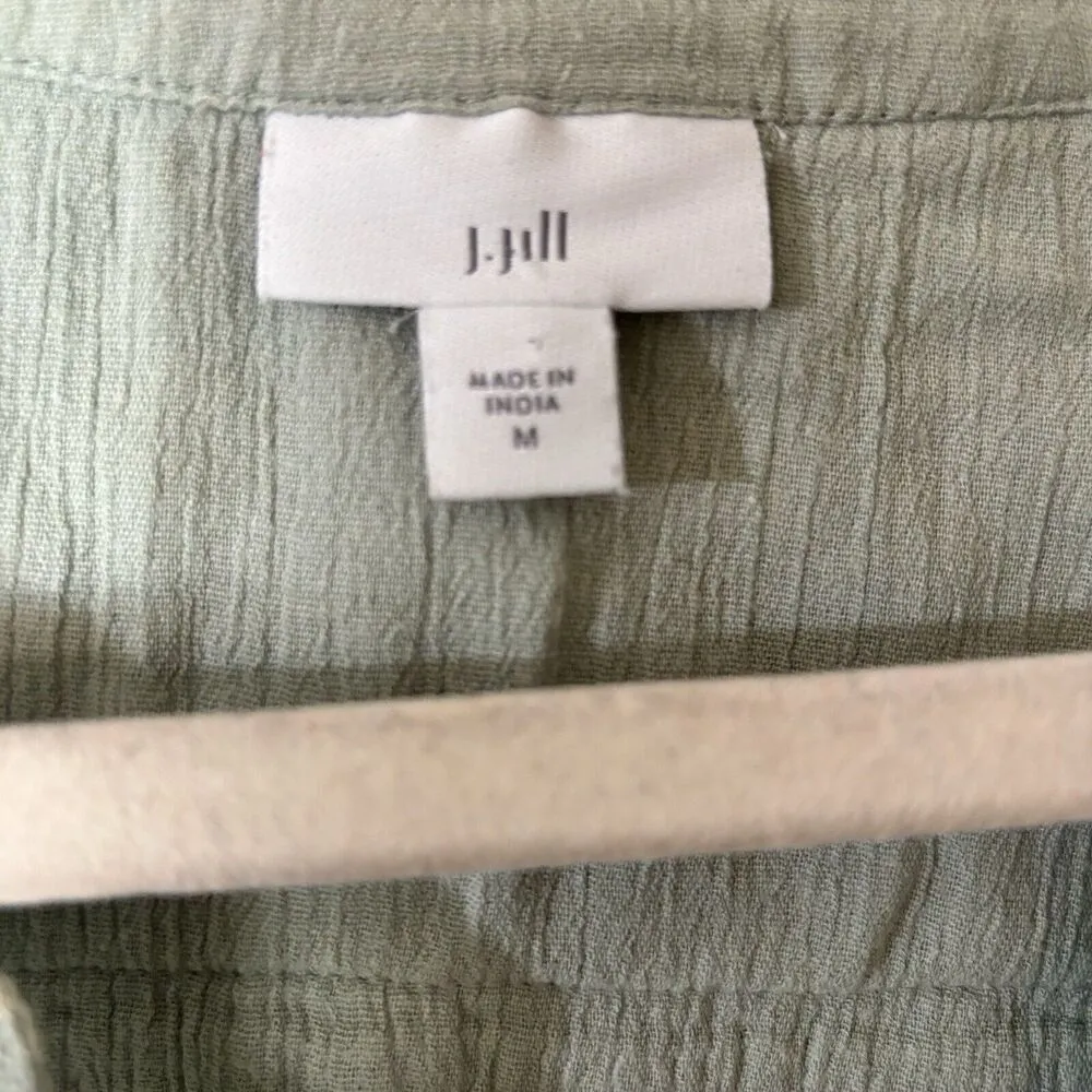 J Jill Tunic Top Womens Medium Blue Gauze Crinkle Popover Lagenlook Blouse - Image 7