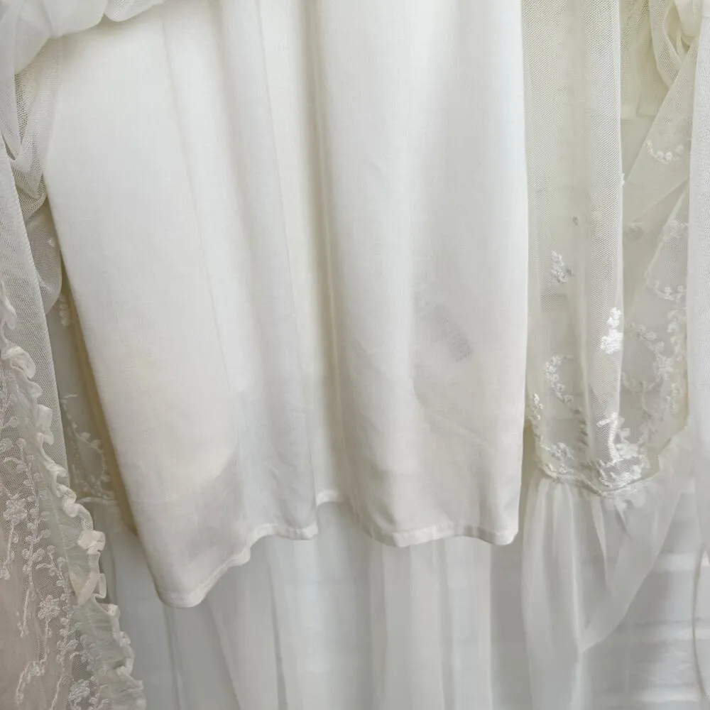 Free People Stevie Embroidered Maxi Dress Tea Flowy Ivory Sheer Floral Lined L - Image 14