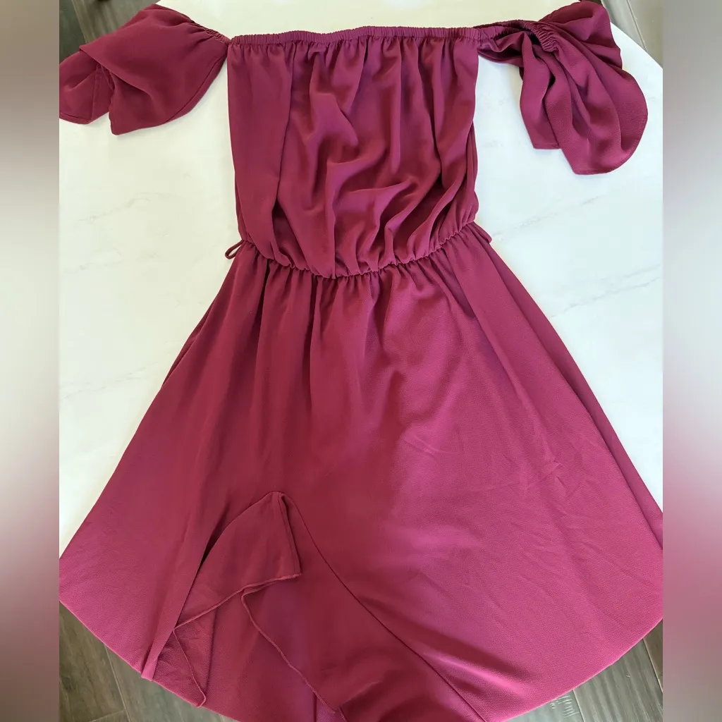 Vici Dolls Wrap Front Midi Dress Burgundy - Image 2