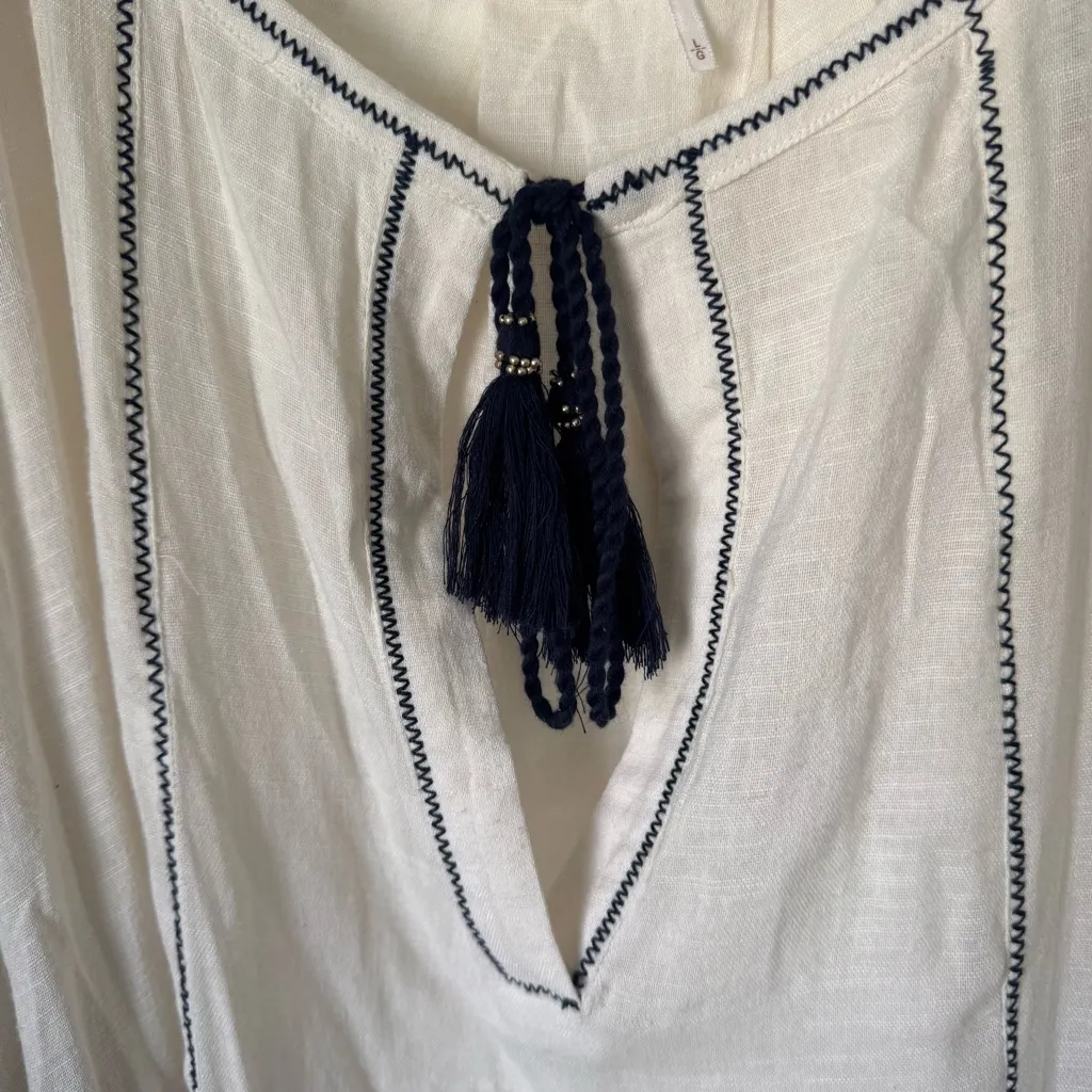 Free People Boho White and Blue Tunic Top - Image 9