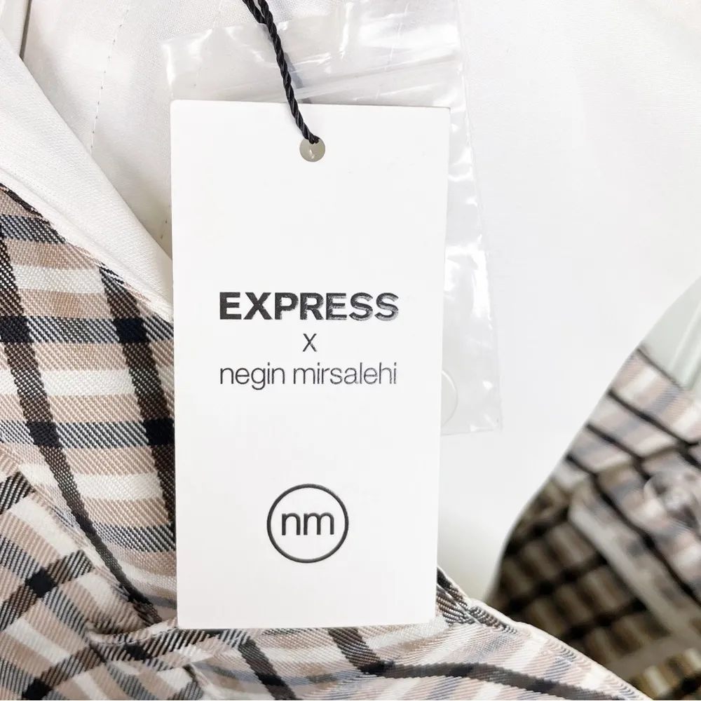 NEW Express x Negin Mirsalehi Mixed Plaid Print High Waisted Trouser Pant Size 0 - Image 7