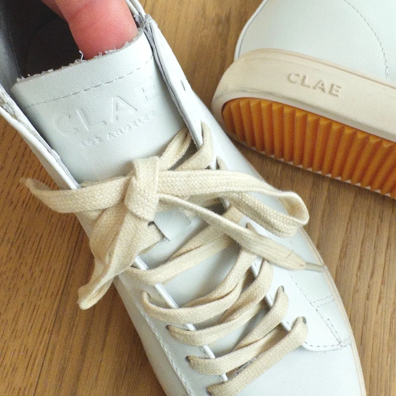 CLAE Los Angeles Bradley Mid White Leather Sneakers Women's Size 8 US Like New - Image 6