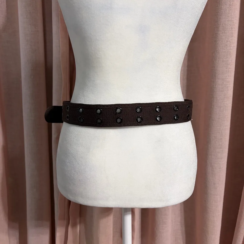 brown y2k style double grommet canvas belt - Image 2