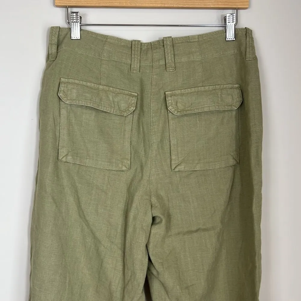 J. Crew Women's Linen Seaside Cargo Pant Straight Leg Utility Casual Size 6 Tall - Image 4