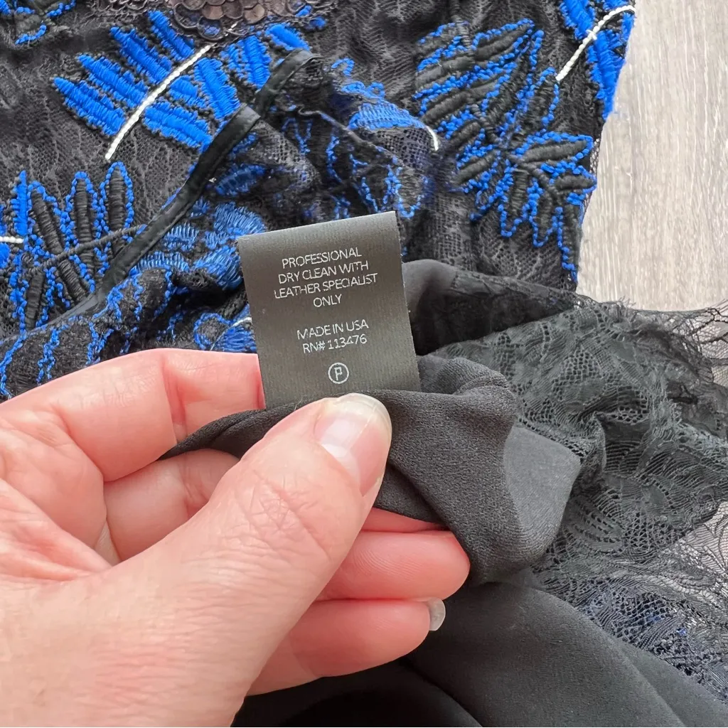 NWT yigal azrouel 2016 collection blue laced leather trim midi dress Black Size 10 - Image 8