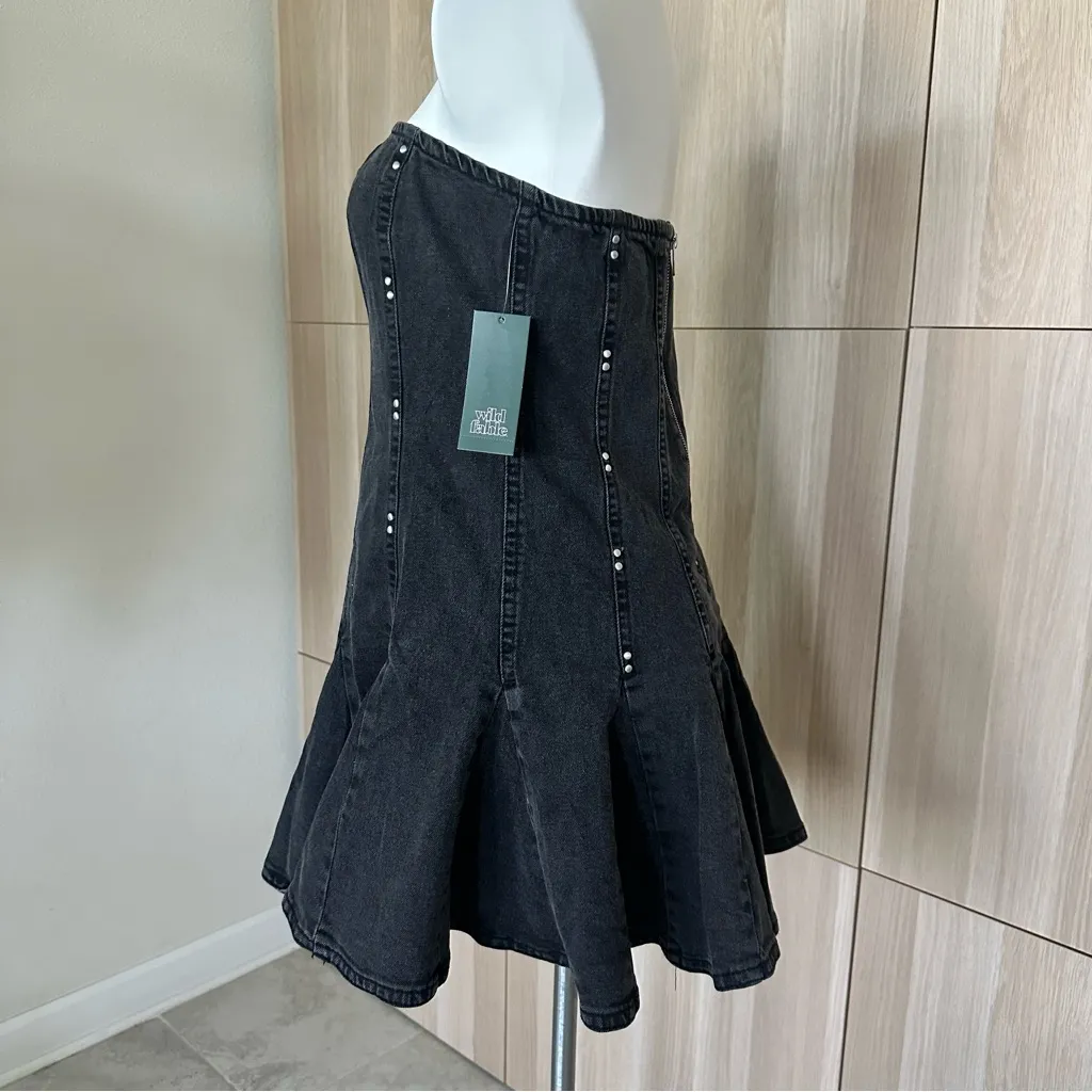 Wild Fable Women's Denim Pleated Mini a-Line Dress  Size M - Image 14