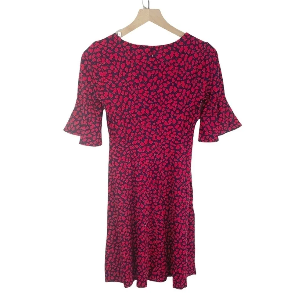 Lark & Ro Red Floral Ruffle Sleeve Fit/Flare Dress Blue Size 0 - Image 6